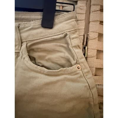 Fashion Nova Only Good Energy Frayed Hem Denim Short Sage Green Small - Thumbnail 6