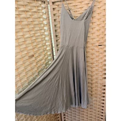 Forever 21 Solid Cami Fit Flare Skater Mini Dress S Gray Criss Cross Back Straps - Thumbnail 7