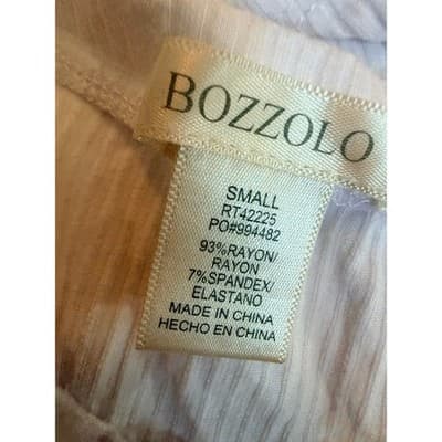 Bozzolo Crew Neck Ribbed Short Sleeve Crop Top S White Fitted Stretch Tee - Thumbnail 9
