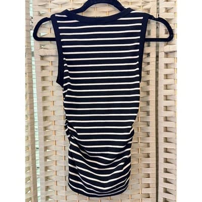 SHEIN Striped Ruched Bodycon Mini Dress Women's Black White Sleeveless S - Thumbnail 6