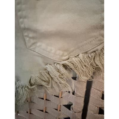 Fashion Nova Only Good Energy Frayed Hem Denim Short Sage Green Small - Thumbnail 12