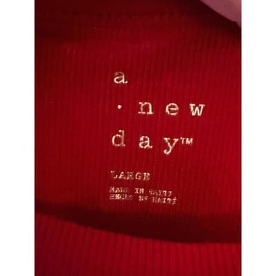 A New Day Crew Neckline Short Sleeve Blouse L Red Women's Casual Tee - Thumbnail 7