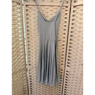 Forever 21 Solid Cami Fit Flare Skater Mini Dress S Gray Criss Cross Back Straps - Thumbnail 6