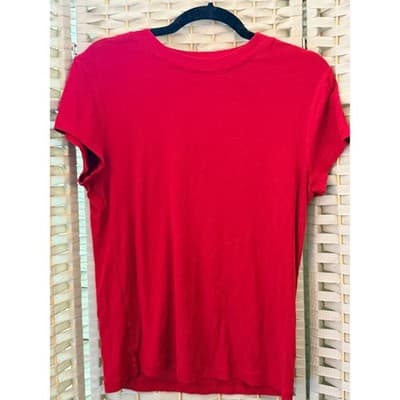 A New Day Crew Neckline Short Sleeve Blouse L Red Women's Casual Tee - Thumbnail 2