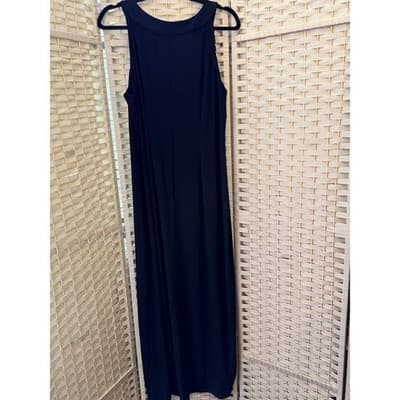 AB STUDIO Sleeveless Maxi Dress XL Black White Geometric Panel Straight Cut - Thumbnail 12