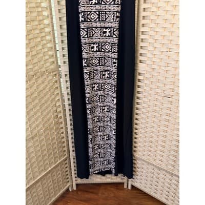 AB STUDIO Sleeveless Maxi Dress XL Black White Geometric Panel Straight Cut - Thumbnail 3