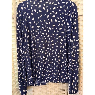 INC International Concepts Womens Navy Long Sleeve Blouse Gold Beaded Trim L - Thumbnail 12