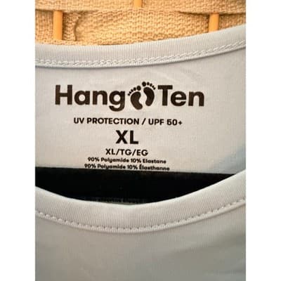 Hang Ten Women's Long Sleeve Sun Shirt Rash Guard Top XL Baby Blue Crew Neck - Thumbnail 3