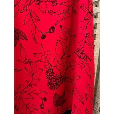 Women's Floral Print V Neck Camisole Wide Shoulder Strap Sleeveless Top Red - Thumbnail 3