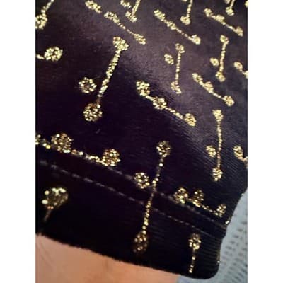 Notations Long Sleeve Pull Over Blouse XL Black Velvet Gold Shimmers Details NWT - Thumbnail 13