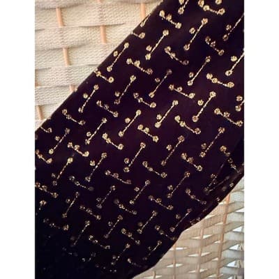 Notations Long Sleeve Pull Over Blouse XL Black Velvet Gold Shimmers Details NWT - Thumbnail 9
