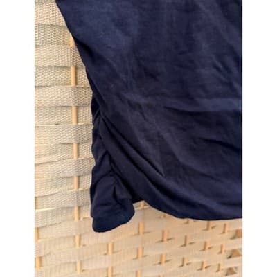 Pink Rose Short Sleeve Ruched Top Small Navy Blue Cropped Style Crew Neck - Thumbnail 4