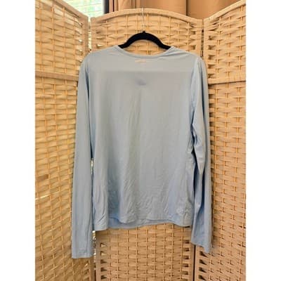 Hang Ten Women's Long Sleeve Sun Shirt Rash Guard Top XL Baby Blue Crew Neck - Thumbnail 8