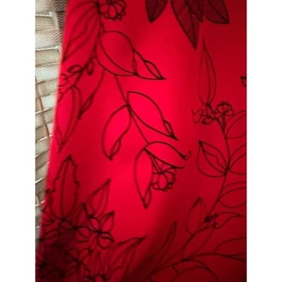 Women's Floral Print V Neck Camisole Wide Shoulder Strap Sleeveless Top Red - Thumbnail 5