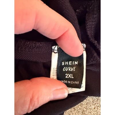 SHEIN Curve Asymmetrical Draped One Shoulder Top 2XL Black Cowl Neck Style - Thumbnail 6