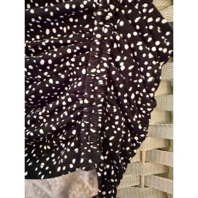 Forever 21 Ruched Sweetheart Crop Top S Black Ditsy Polka Dot Sleeveless NWT - Thumbnail 9