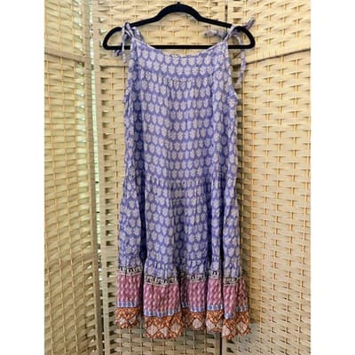 BeachLunchLounge Tiered Strappy Sundress S Purple Floral Pattern Boho Style - Thumbnail 3