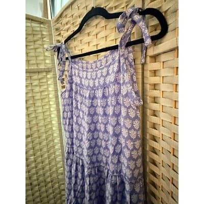 BeachLunchLounge Tiered Strappy Sundress S Purple Floral Pattern Boho Style - Thumbnail 13