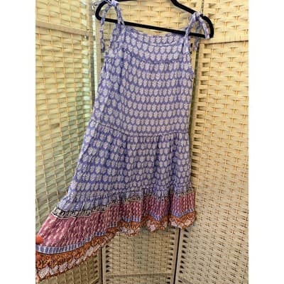 BeachLunchLounge Tiered Strappy Sundress S Purple Floral Pattern Boho Style - Thumbnail 11