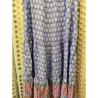 BeachLunchLounge Tiered Strappy Sundress S Purple Floral Pattern Boho Style - Thumbnail 4
