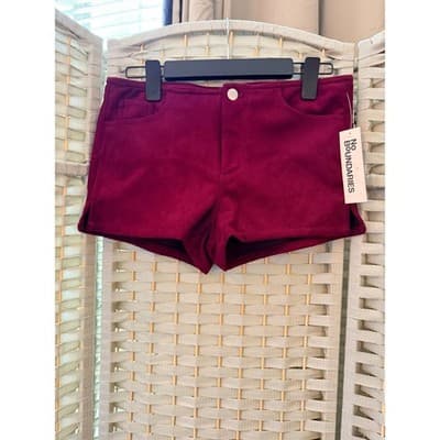 NO BOUNDARIES Faux Suede Hot Shorts S Purple Plum High Rise Waist NWT