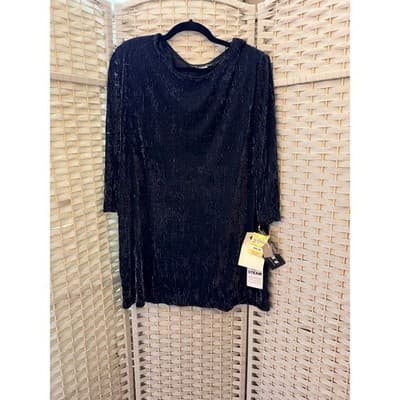 Sherade Nites Women’s Size 14 Black Sparkle Dress Gold Metallic Party NWT