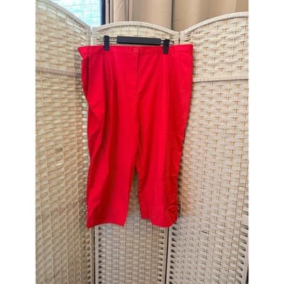 J.G. Hook Capri Crop Pants 26WP Red NWOT Straight Leg Elastic Waistband Mid Calf