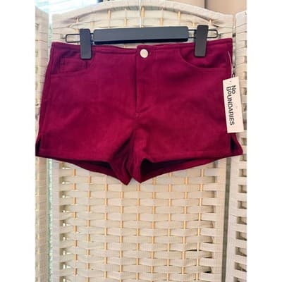 NO BOUNDARIES Faux Suede Hot Shorts S Purple Plum High Rise Waist NWT - Thumbnail 2