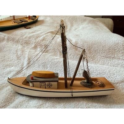 Vintage Wooden Nautical Boat Ship Set Fishing Trawler Sailboat Decor Lot of 5 - Thumbnail 9