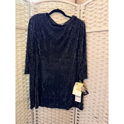 Sherade Nites Women’s Size 14 Black Sparkle Dress Gold Metallic Party NWT - Thumbnail 2
