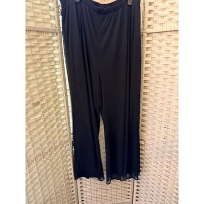 Dressbarn Collection Wide-Leg Sheer Overlay Elastic Waist Pants Black 22/24 - Thumbnail 6