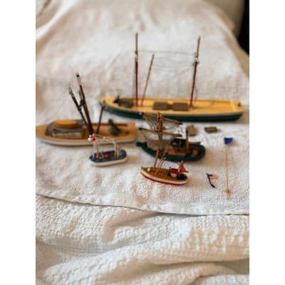 Vintage Wooden Nautical Boat Ship Set Fishing Trawler Sailboat Decor Lot of 5 - Thumbnail 3