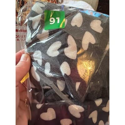 Ann Taylor Heart Print Open Front Poncho Cardigan OS Black Lightweight Wrap Shaw - Thumbnail 12
