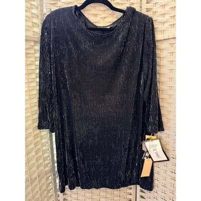 Sherade Nites Women’s Size 14 Black Sparkle Dress Gold Metallic Party NWT - Thumbnail 8
