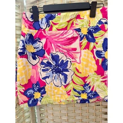 Rafaella Women's Floral Cosmo Pink Tropical Print Mini Skorts Yellow Small - Thumbnail 12