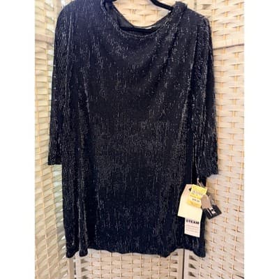 Sherade Nites Women’s Size 14 Black Sparkle Dress Gold Metallic Party NWT - Thumbnail 3
