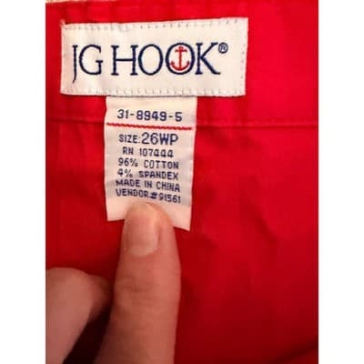 J.G. Hook Capri Crop Pants 26WP Red NWOT Straight Leg Elastic Waistband Mid Calf - Thumbnail 10