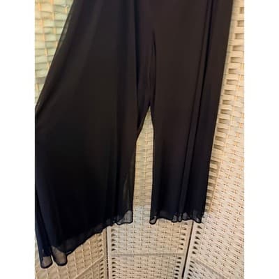 Dressbarn Collection Wide-Leg Sheer Overlay Elastic Waist Pants Black 22/24 - Thumbnail 5