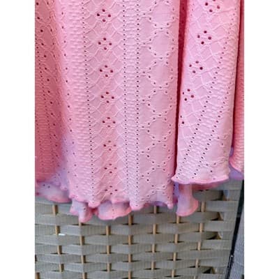 SHEIN Eyelet Embroidery Boho Cami Top L Baby Pink Summer Halter Flowy Hemline - Thumbnail 3
