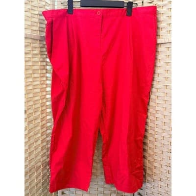 J.G. Hook Capri Crop Pants 26WP Red NWOT Straight Leg Elastic Waistband Mid Calf - Thumbnail 2