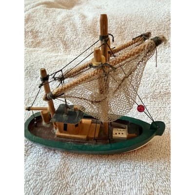 Vintage Wooden Nautical Boat Ship Set Fishing Trawler Sailboat Decor Lot of 5 - Thumbnail 15