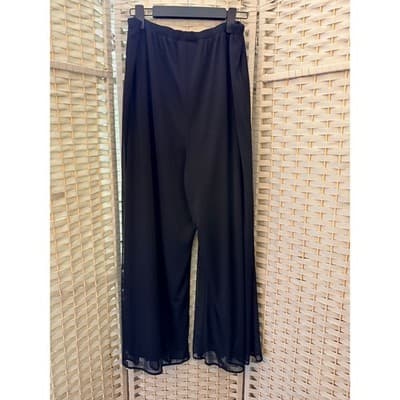 Dressbarn Collection Wide-Leg Sheer Overlay Elastic Waist Pants Black 22/24 - Thumbnail 9