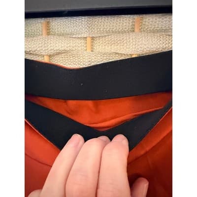 Women's Satin Casual Silk High Waisted Pull On Midi Skirt Orange Small - Thumbnail 6