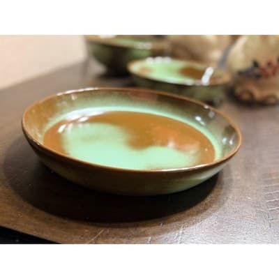 Vintage Frankoma Pottery Prairie Green Pie Baking Dish Round Ovenware USA - Thumbnail 2