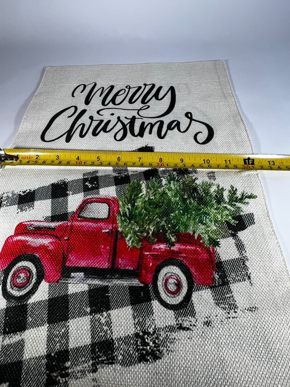 NEW Christmas Garden Yard Flag Buffalo Plaid Red Old Truck Canvas Double Sided - Thumbnail 6
