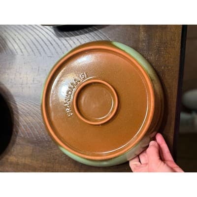 Vintage Frankoma Pottery Prairie Green Pie Baking Dish Round Ovenware USA - Thumbnail 8