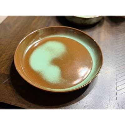 Vintage Frankoma Pottery Prairie Green Pie Baking Dish Round Ovenware USA - Thumbnail 4
