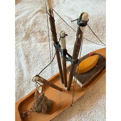 Vintage Wooden Nautical Boat Ship Set Fishing Trawler Sailboat Decor Lot of 5 - Thumbnail 10