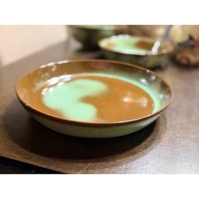 Vintage Frankoma Pottery Prairie Green Pie Baking Dish Round Ovenware USA - Thumbnail 3