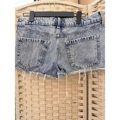 Hollister Denim Shorts Women's 10 Light Wash Frayed Raw Hem Distressed - Thumbnail 11